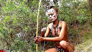African Sex Safari With Skinny Ebony Stunner Boinking White Man