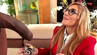 Young Student In Eyeglasses Takes Half Meter Long Black Dick - Interracial With Cumshot