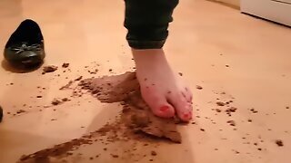 Crushing Chocolate Bars In My Well Worn Ballet Pumps Bare Foot