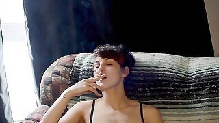 Teen Smokes And Plays