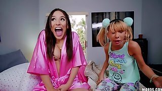 Naughty Chicks Take Cock From One Mouth Into Another
