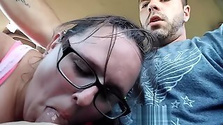 Hot Teen In Glasses Makes A Sloppy Sucking